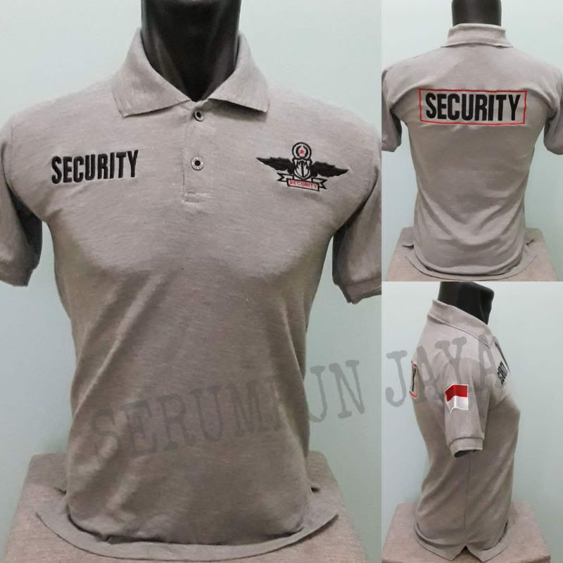 KAOS SECURITY WINGS ABU - KAOS KERAH SECURITY WINGS ABU  FULL BORDIR