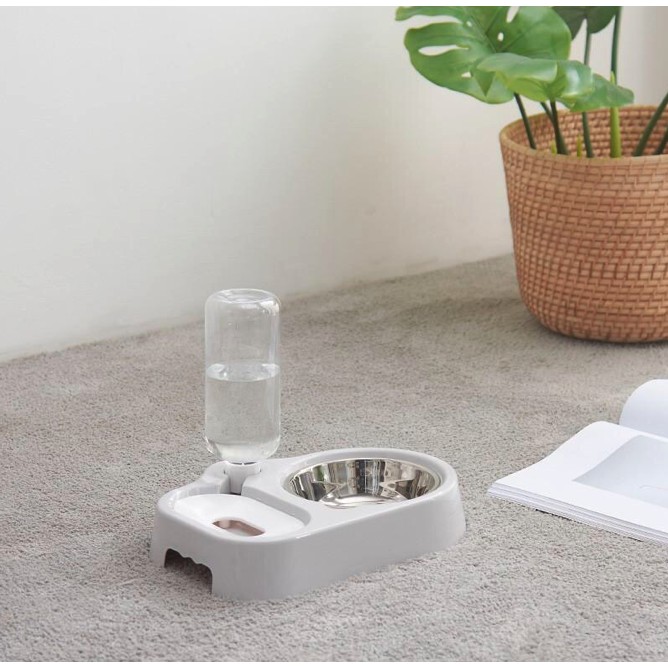 Adda Home - Auto Feeder Dispenser Makan Minum Anjing Kucing Kelinci Mangkuk Stainless 40.5x23x19.5cm