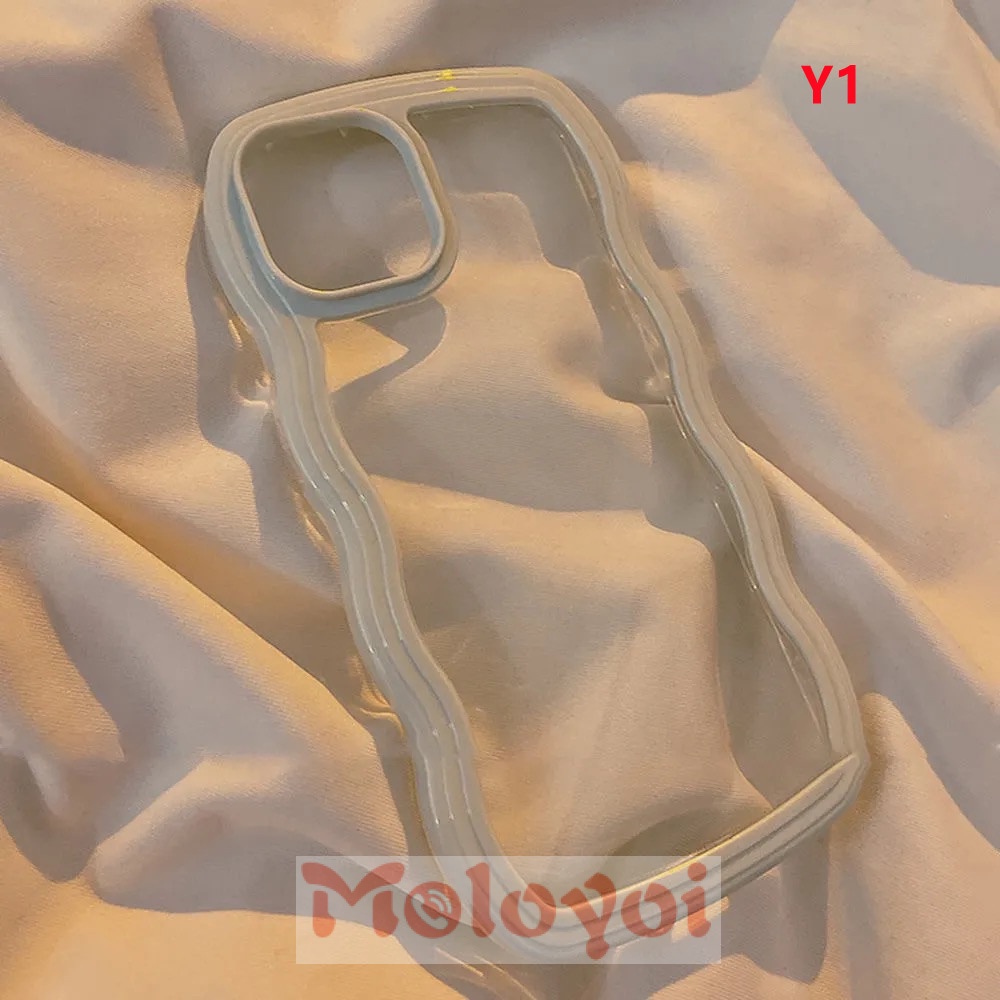 2 In 1 Soft Case TPU Frame Gelombang Macaron Cover IPhone 11 12 13 Pro Max 7 8x7plus 8plus XR XS