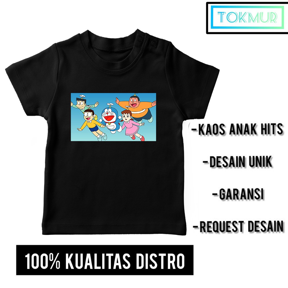 Kaos Anak Laki Laki Anime Kartun Doraemon Baling Baling Bambu Nobita Manga Japan Terbaru Distro