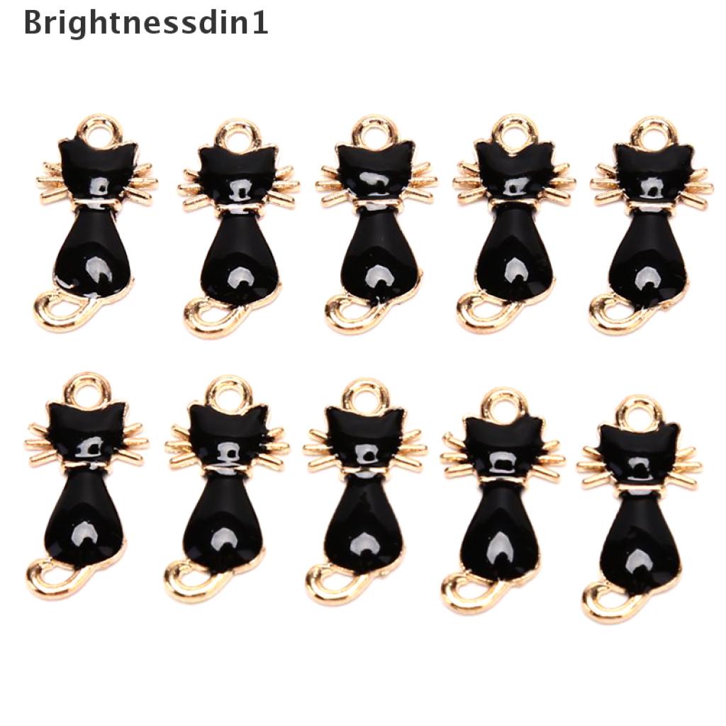 10pcs / set Liontin Enamel Bentuk Kucing Bahan Alloy Untuk Membuat Perhiasan