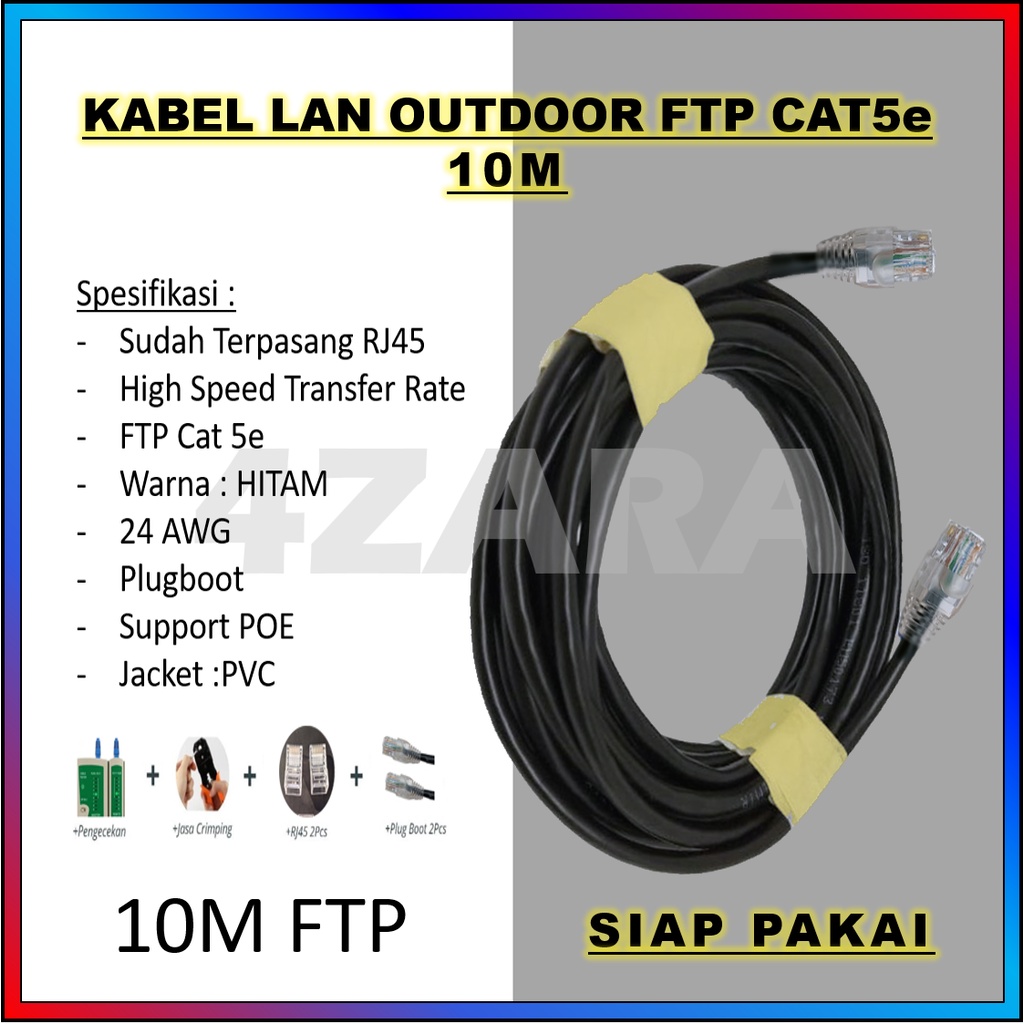kabel lan outdoor stp cat5e 10meter ftp 10m outdoor 10 meter