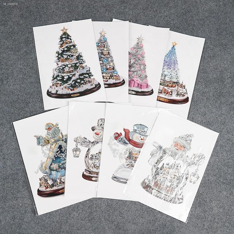 Stiker Dinding Desain Pohon Natal Snowman Santa Claus Bahan PVC Tahan Air Untuk Dekorasi