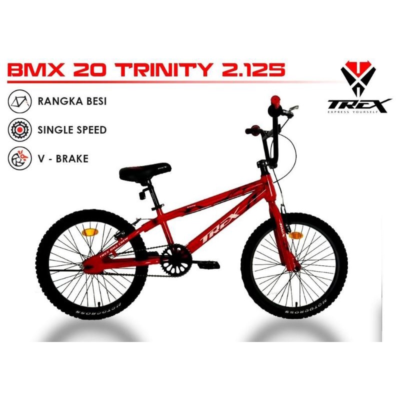 Trex Trinity 2.125 sepeda anak dewasa bmx single speed ring 20 SNI