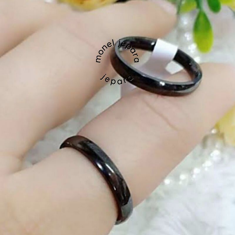 Cincin Polos Hitam Silver Gold (3 mm) Anti karat dan murah