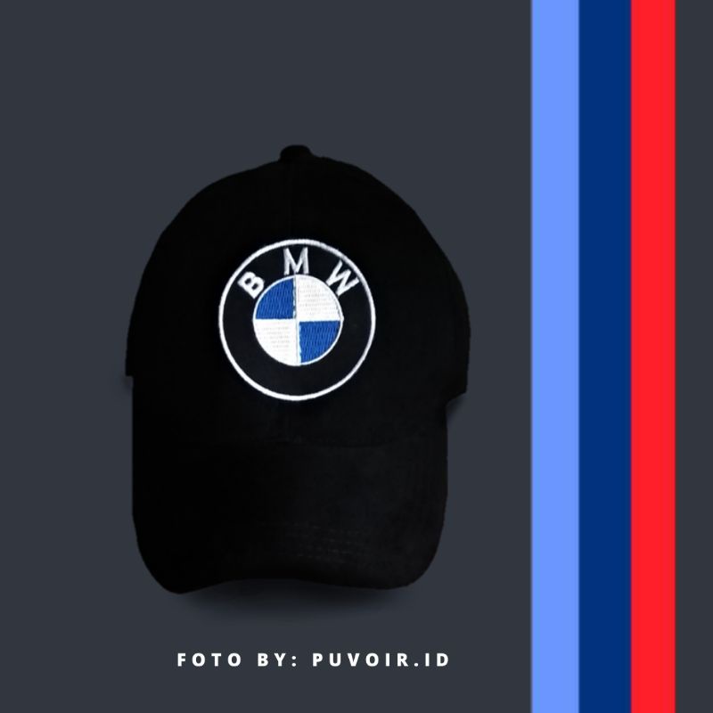 Topi bmw hat logo bmw topi racing topi pria wanita topi rafel denim hitam