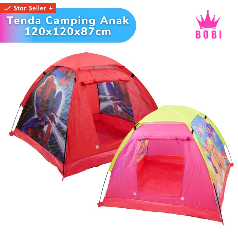 Tenda Anak Bermain Camping Indoor Outdoor / Tenda Camping Anak/ Tenda Praktis Motif Spiderman,Barbie