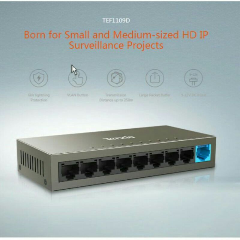 Tenda TEF1109D | 100Mbps 8Port 5Swtich+8Port Gigabit UPLINK