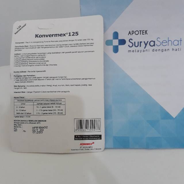 Konvermex Suspensi rasa Jeruk 125mg 10ml - Konvermex Sirup - Obat Cacing - Cacingan