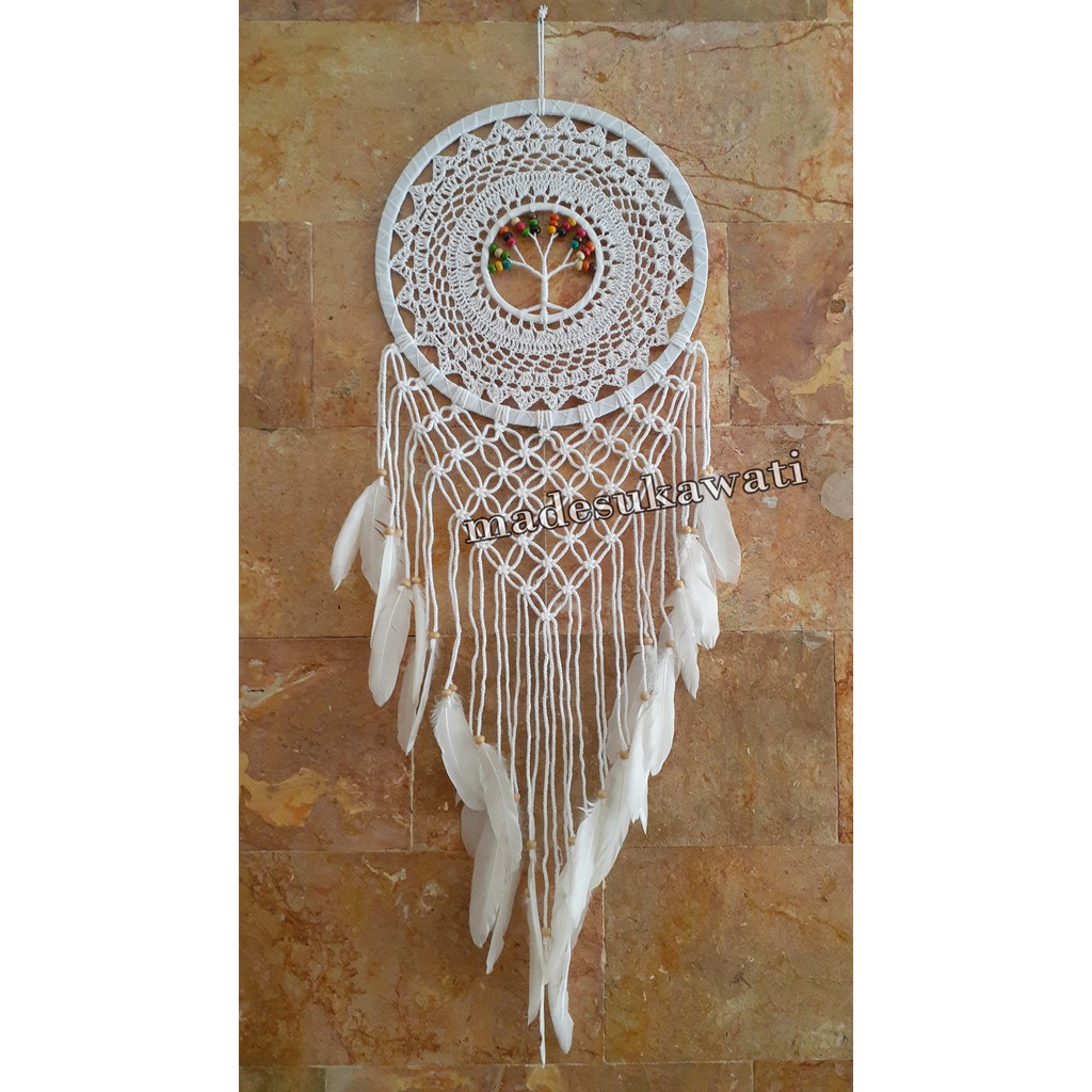 Dream catcher sulam variasi bola kayu panjang 97cm