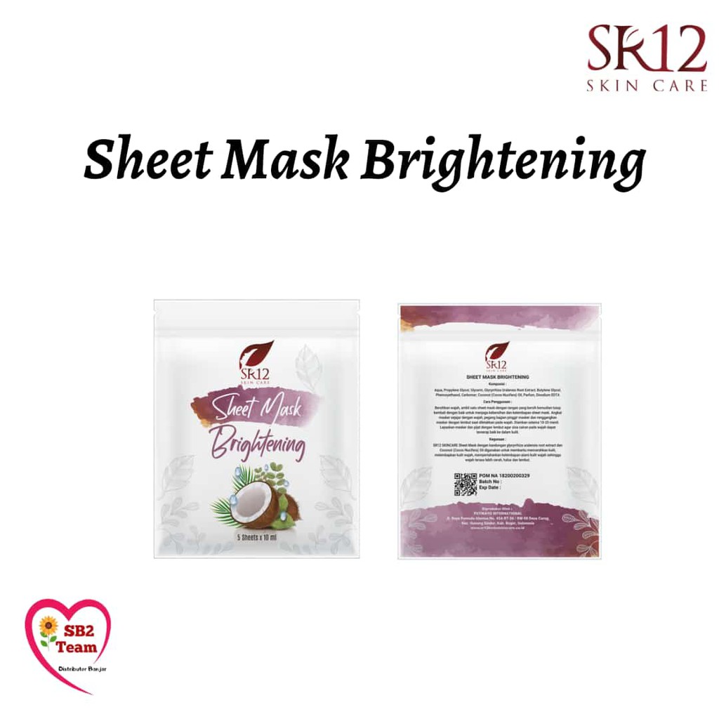 [COD] SHEET MASK BRIGHTENING SR12 BPOM / MASKER WAJAH ORIGINAL Agen SR12 Ciamis