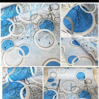 Wallpaper Sticker Pohon Bulat 3D Biru Shopee Indonesia