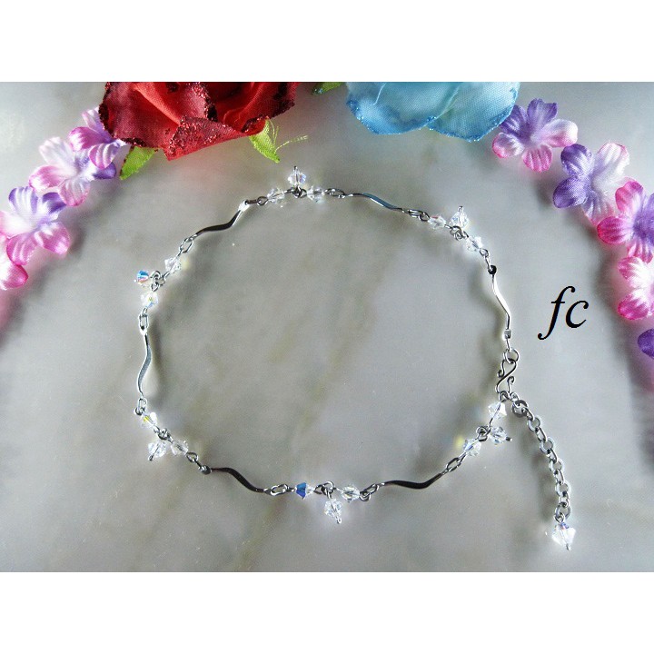Gelang Kaki Swarovski kode GK 04 warna Putih Blink2