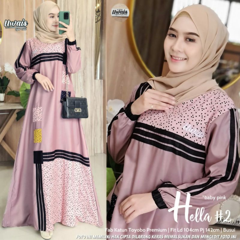 Hella #2 by Uwais - Maxi Dress Gamis Muslimah Katun Busui