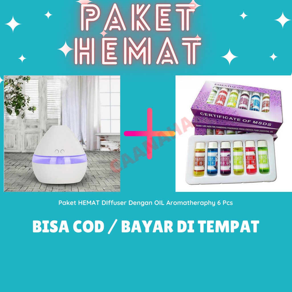 Paket Hemat Humidifier Dengan Oil 6 Jenis Aroma Wangi Aromatherapy Diffuser Air