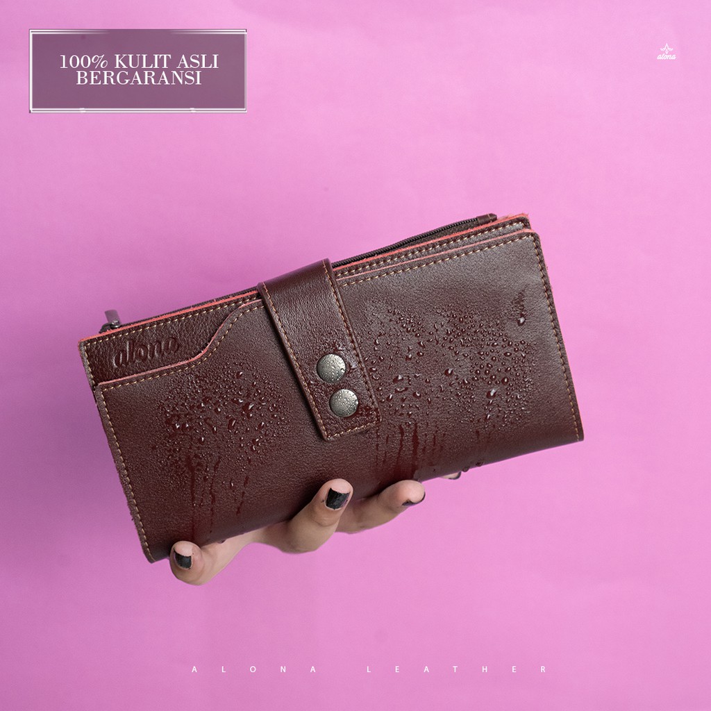 Alona lunary Irene Dompet Kulit Asli Model Panjang Original Leather