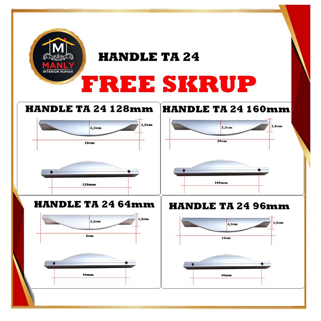 Tarikan Handel Lemari / Handel Laci TA 24 Huben, Isi 1 pcs