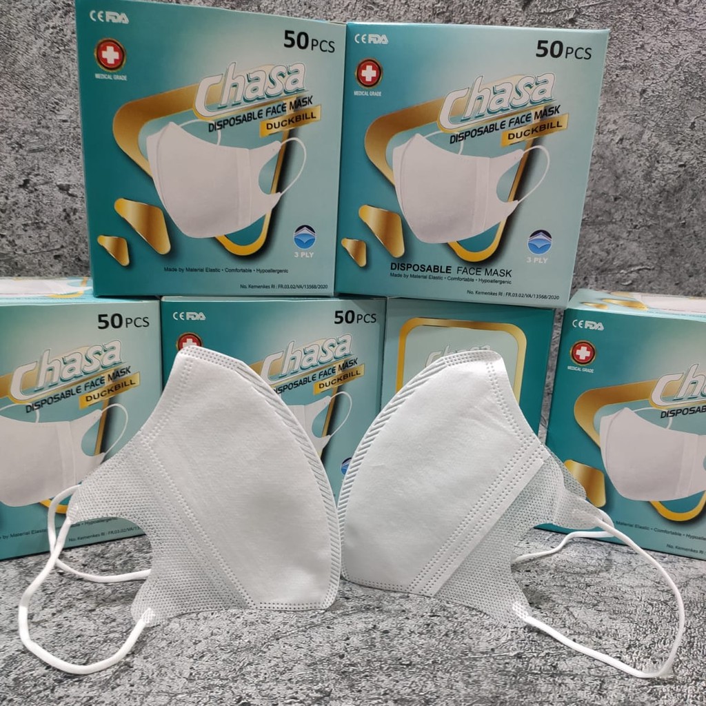 MASKER DUCKBILL CHASA 3PLY MEDICAL GRADE - WHITE