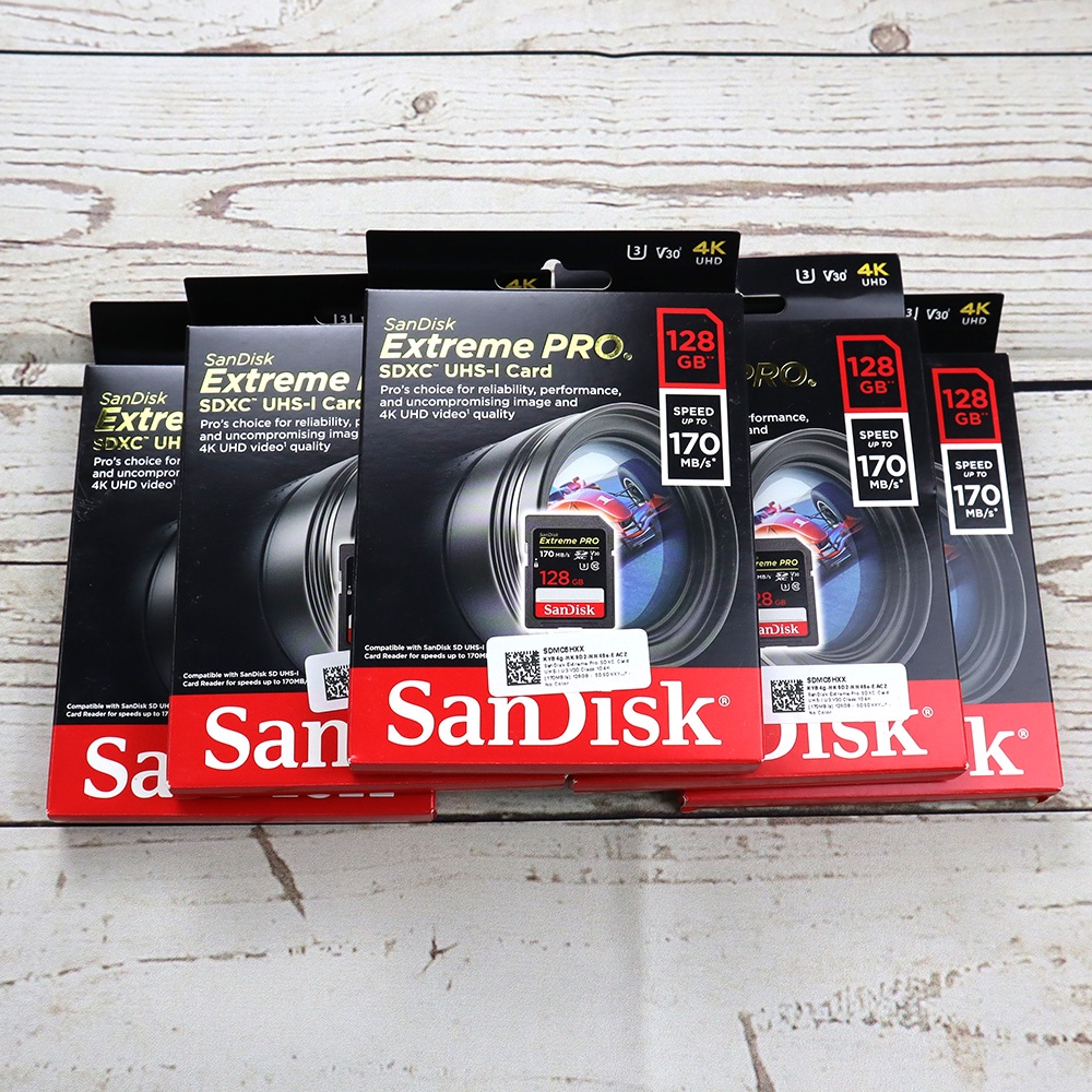 SanDisk Extreme Pro SDXC Card UHS-I U3 V30 Class 10 4K (170MB/s) 128GB - SDSDXXY128G