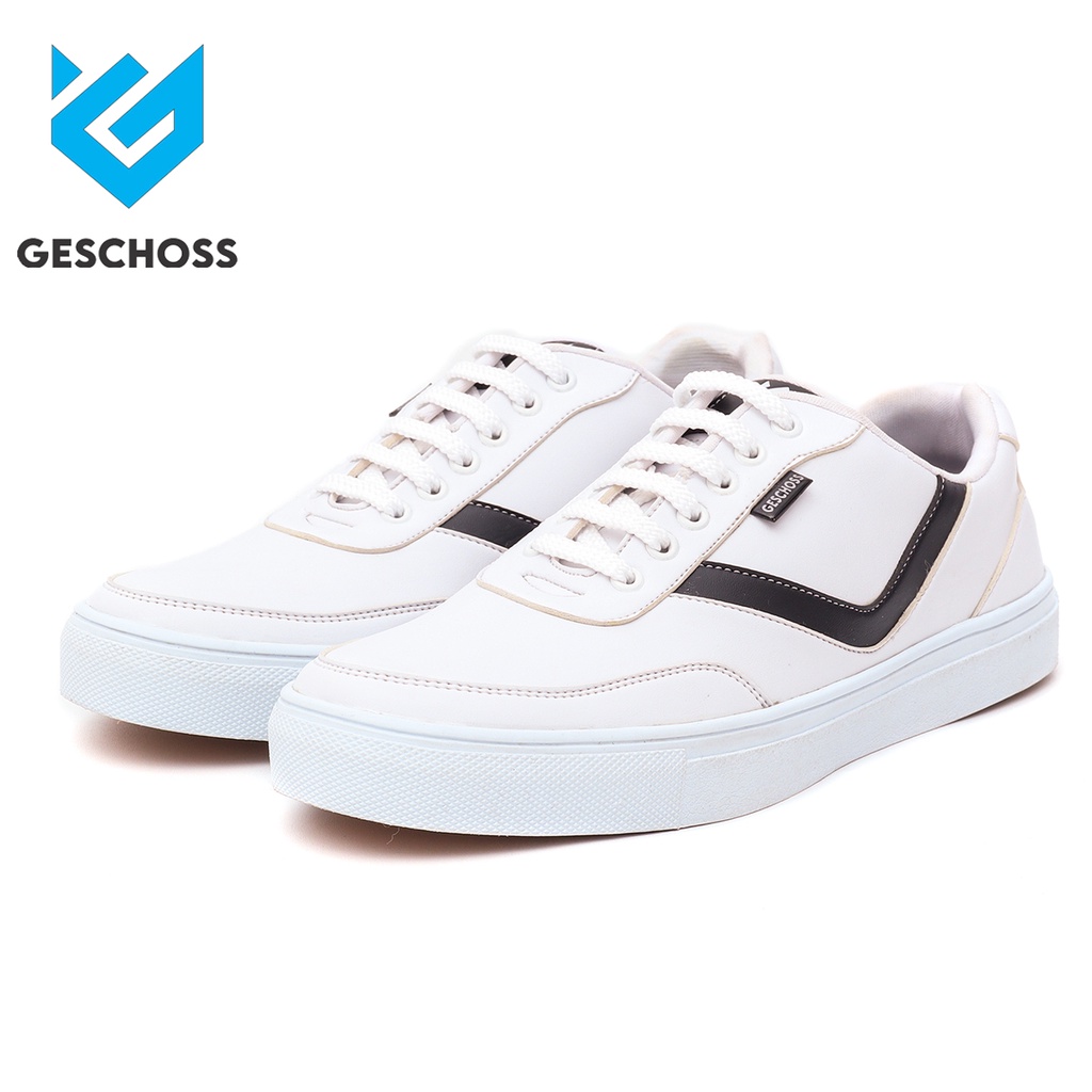 GESCHOSS KLASIK [Gs 7807] Sepatu Sneakers Pria  Putih Kasual Sepatu Fashion Lokal Pria Sekolah Kuliah Kerja Santai