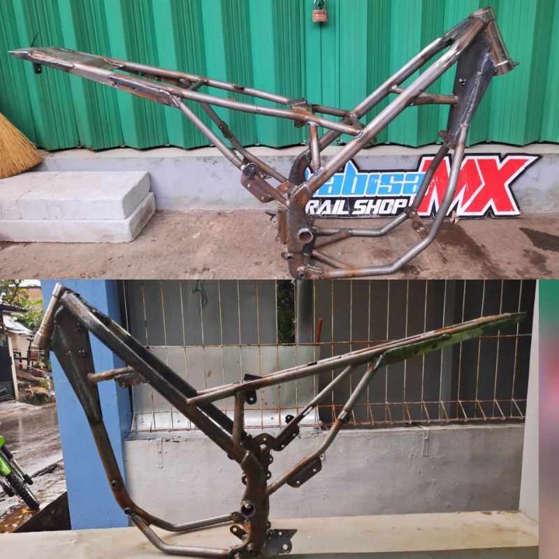 rangka trail klx 150 ovale mentahan belum dicat bisa pnp mesin rx king tiger scorpio ninja r rr verz