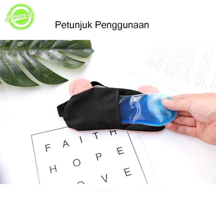 Penutup Mata Sleep Mask Karakter Motif Emoji Shy Cooling Gel - SM2