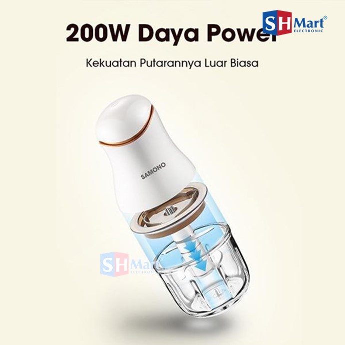 SAMONO Food Chopper Kaca Blender Mukltifungsi 0.3 L Food Processor Penggiling Daging Elektrik Multifungsi 200 WATT Samono SW-099 TERMURAH (MEDAN)