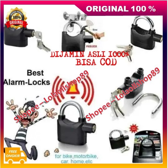 Gembok Alarm Anti Maling Gembok Alarm Padlock 100% ASLI ORIGINAL