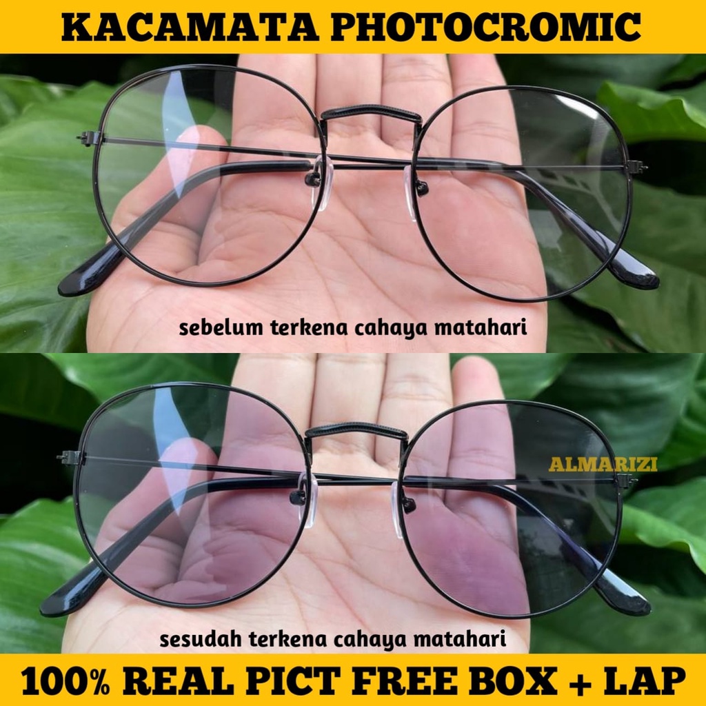 TERMURAH - KACAMATA GRATIS LENSA PHOTOCROMIC MODEL OVAL TERBARU BERUBAH WARNA WANITA/PRIA UNISEX