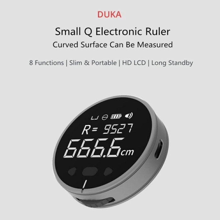 DUKA Small Q 8 in 1 Electric Ruler Meteran Elektrik Display LCD