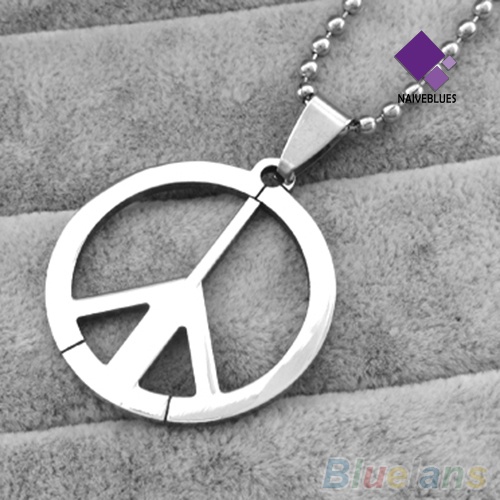 Naiveblue Kalung Rantai Liontin Lambang Peace Bahan Stainless Steel Untuk Pria