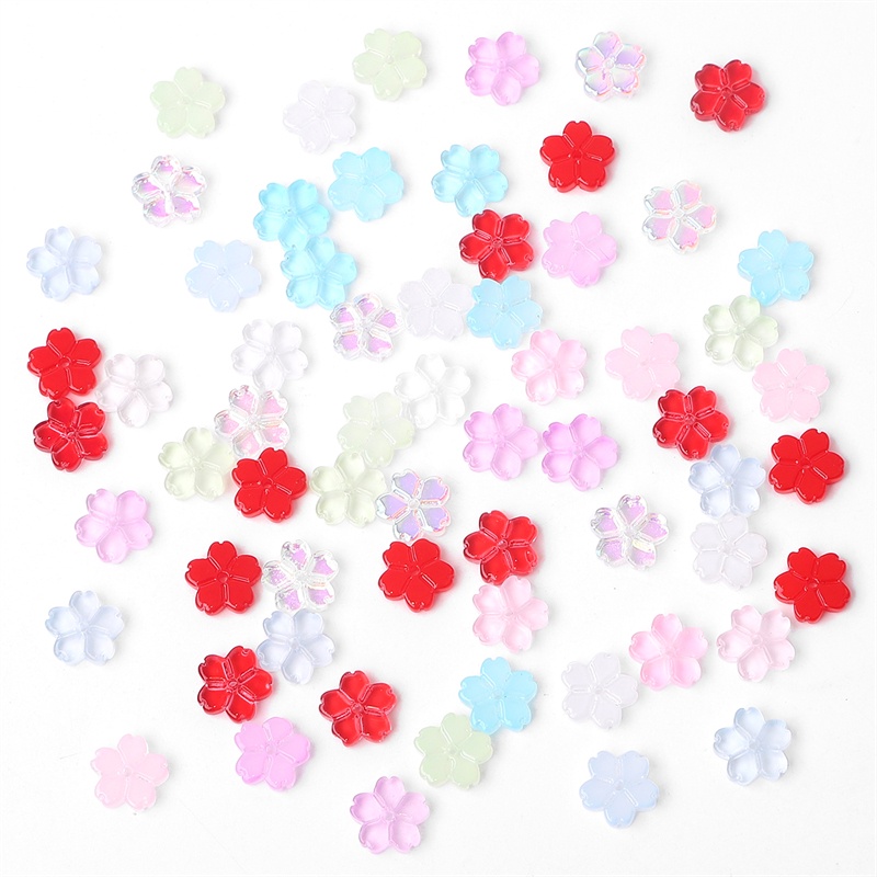 20 pcs Manik-Manik Kaca Bunga Warna-Warni Ukuran 11mm Untuk Membuat Perhiasan Anting Kalung Gelang Handmade