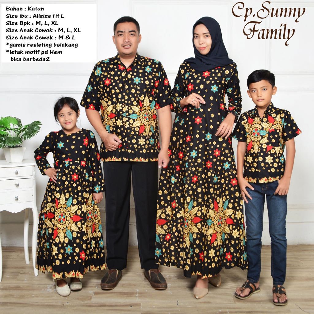 BAJU BATIK KELUARGA MODEL GAMIS KATUN TERBARU SUNNY