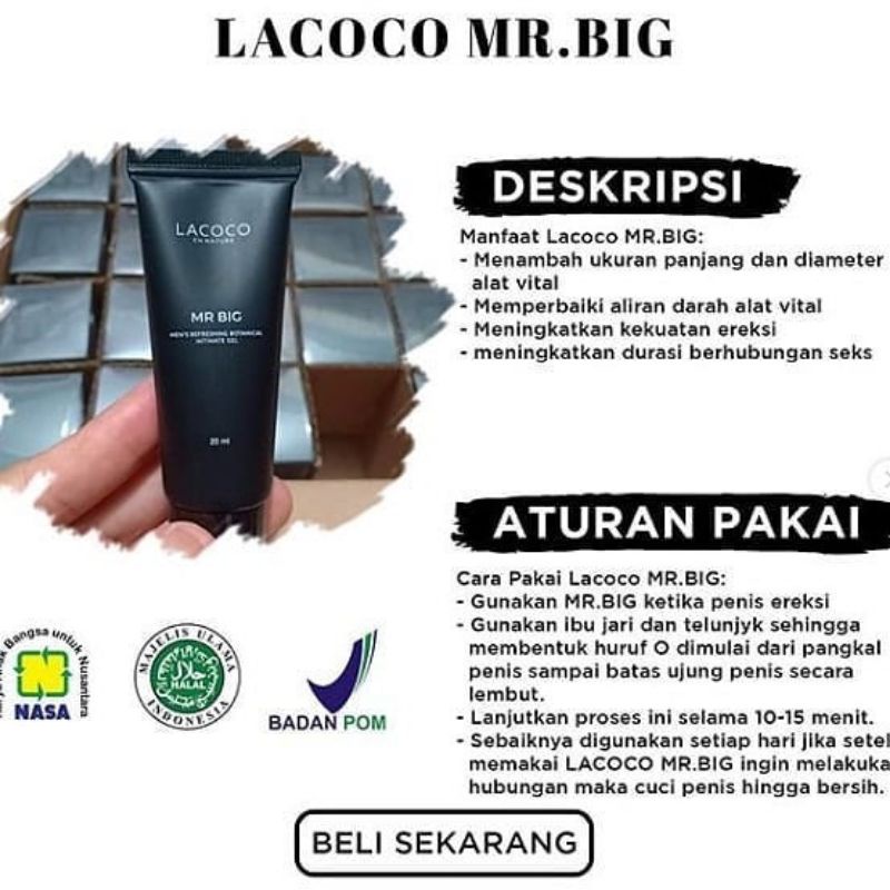 Lacoco MR Big Original Men's Refresing Botanical Intimate Gel Pembesar Mr P