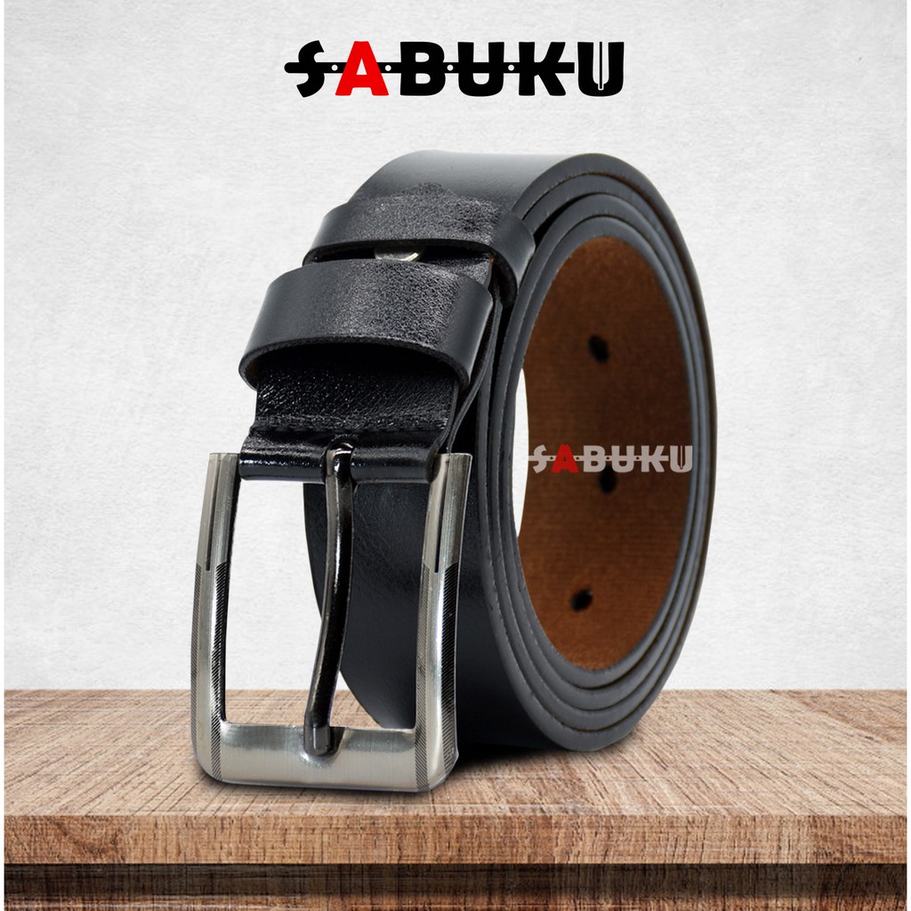 [S&amp;K] Ikat Pinggang Pria Sabuk Pria Model Tusuk Jarum Bahan Kulit Imitasi Gesper Pria Men Belt-SK004