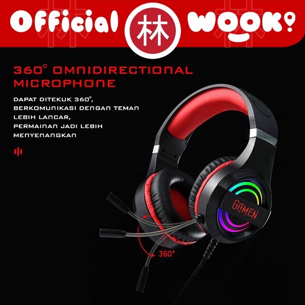 Gamen GH1100 Black PRO RGB Lighting Anti-violence Wired Gaming Headset