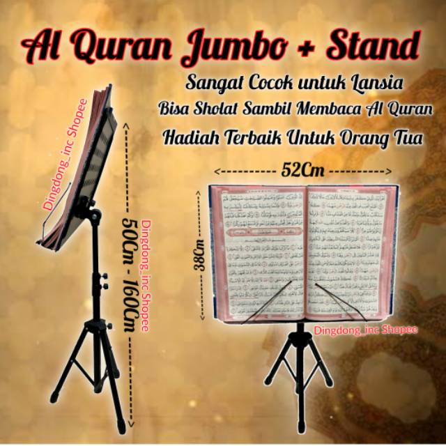 STAND ALQURAN JUMBO DUDUKAN BESI AL QURAN LANSIA UNTUK MUSHAF KABIR