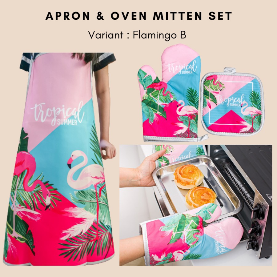 Waterproof Apron And Kitchen Glove Set / Sarung Tangan Celemek Dapur