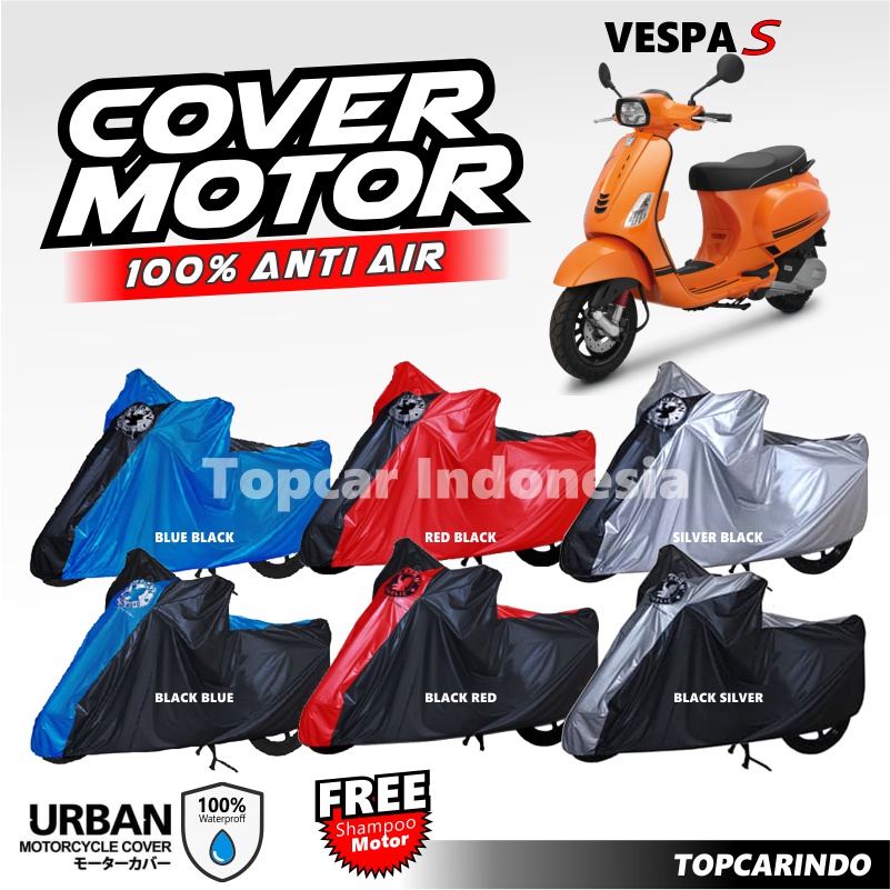 Cover Motor Vespa S Sarung Motor Selimut Motor Piagio Mantel Jas Penutup Pelindung Urban Waterproof Anti Air Indoor Outdoor Rumah Teras Gudang Garasi Aksesoris Vespa Kolektor Unik PVC