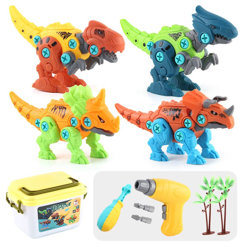 Dinosaurus Terpisah Untuk Mengambil Mainan Anak Dengan Kotak Penyimpanan Elektrik DIY Build Set Drill