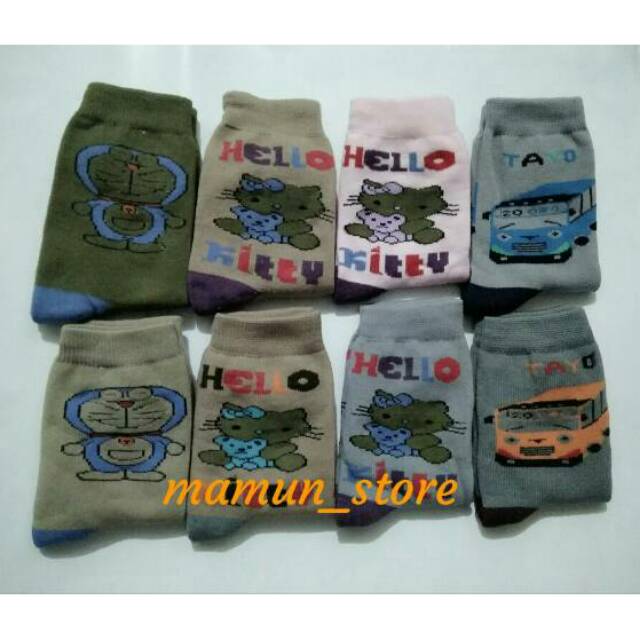 kaos kaki karakter  anak  TK spandek nylon harga  perpasang 