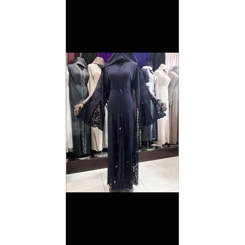 Abaya hitam dubai kombinasi Brukat