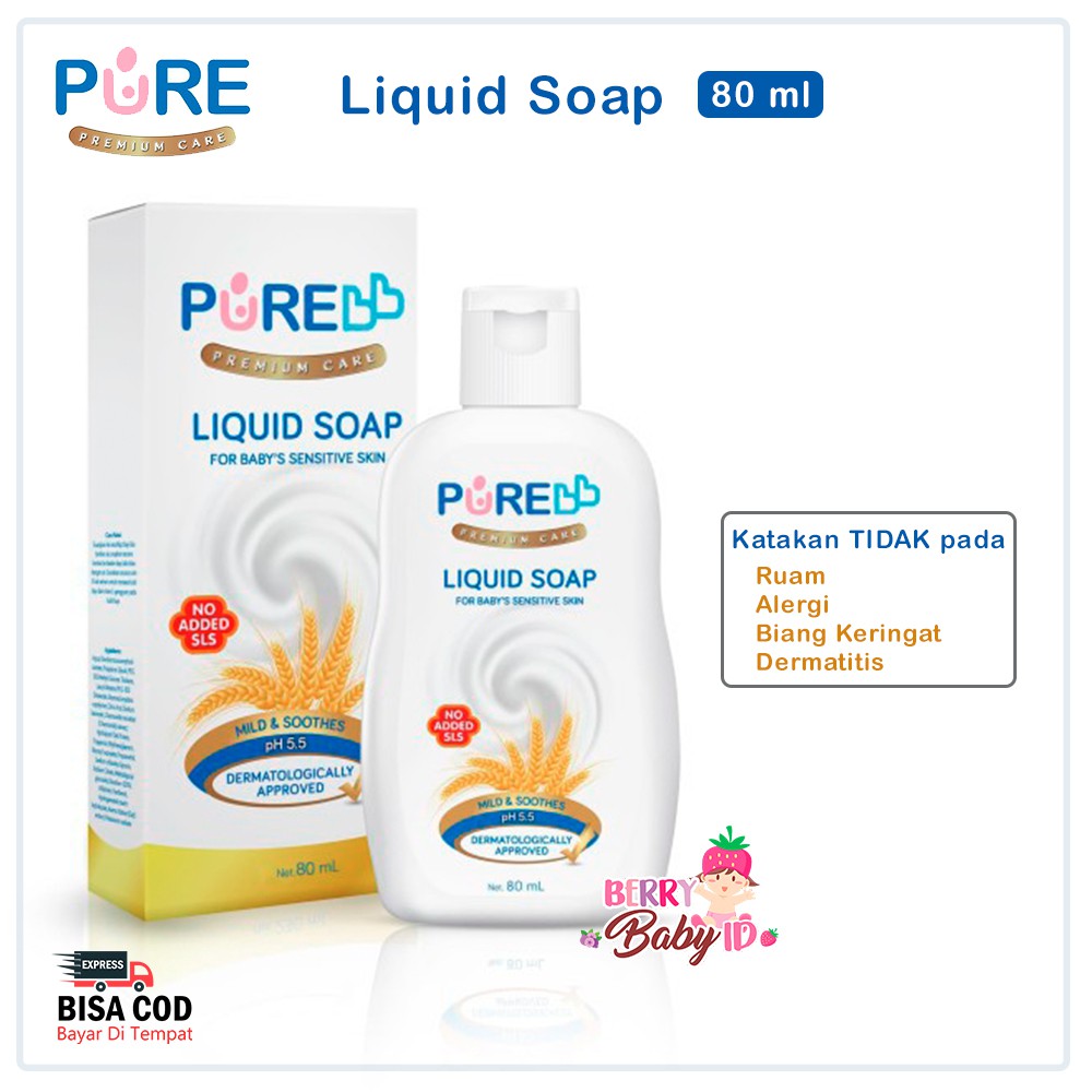 PureBB Baby Liquid Soap Sabun Mandi Kulit Bayi Sensitif 80 Ml Pure BB Pure Baby Berry Mart