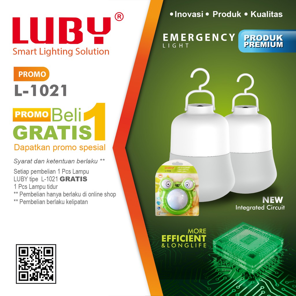 LUBY Emergency LED Portable Lampu Darurat 10 Watt Rechargeable L 1021