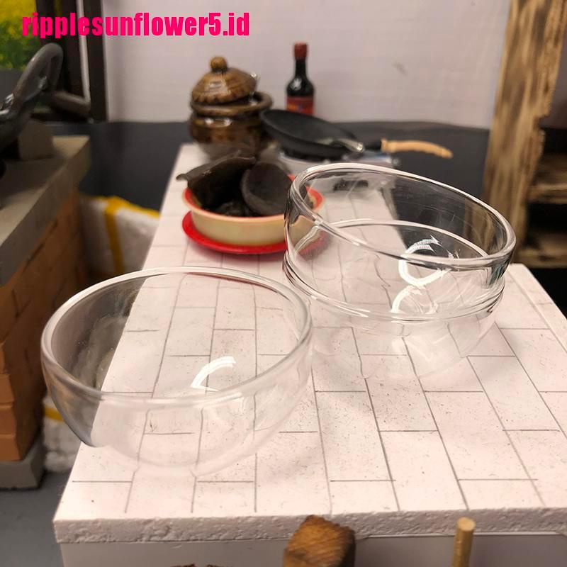 Mainan Miniatur Piring Sup Kaca Skala 1: 12 Untuk Aksesoris Dapur Rumah Boneka