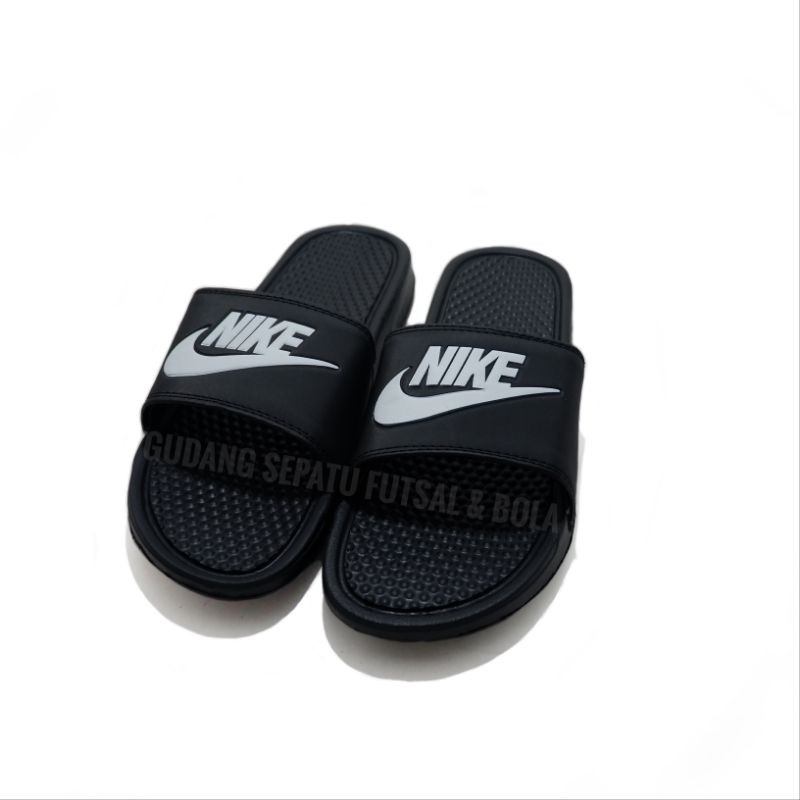 PROMO - Sandal Slop Bennasi Flip Flop-Black Army-Import-Hitam lis putih