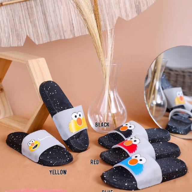  SANDAL  JELLY KARAKTER  ELMO  OWL SLIP SANDAL  WANITA LENTUR 