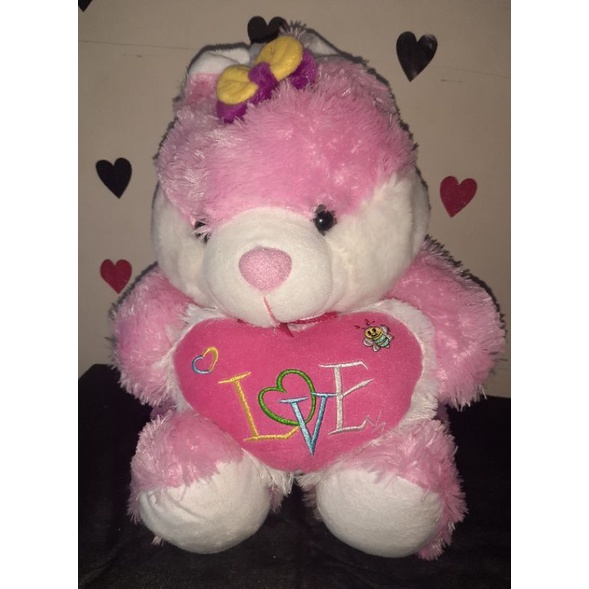 Boneka kelinci pink bantal "love"