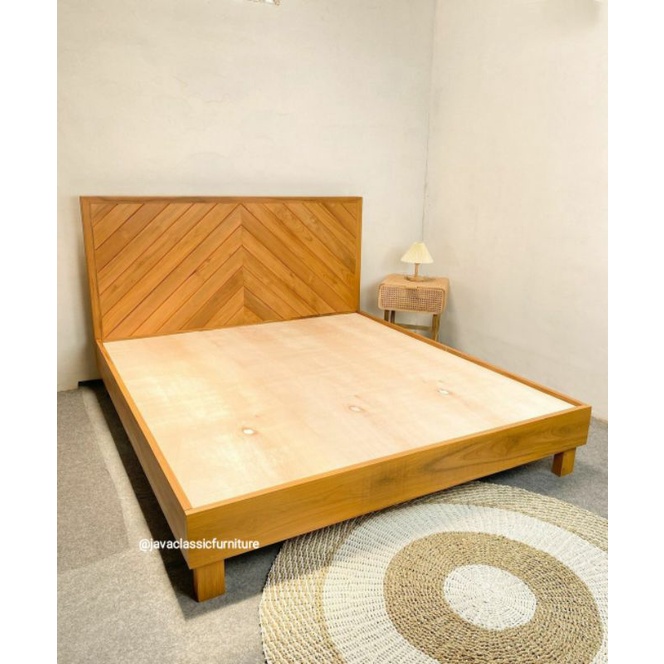 DIPAN TEMPAT TIDUR MINIMALIS BAHAN KAYU JATI GRADE A BERKUALITAS BISA CUSTOM RANJANG KASUR DIVAN UKURAN 160 180 FINISHING NATURAL FURNITURE KUALITAS EXPORT JEPARA-1