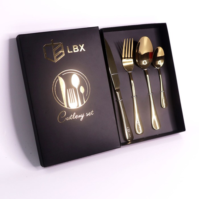 Sendok garpu pisau Set Stainless Gold Tebal Alat Makan Korea Tableware LBX Cutlery